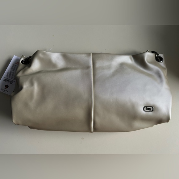 LUG HALF PLUNGE SATIN LUXE CROSSBODY METALLIC CHAMPAGNE NWT - Picture 2 of 6